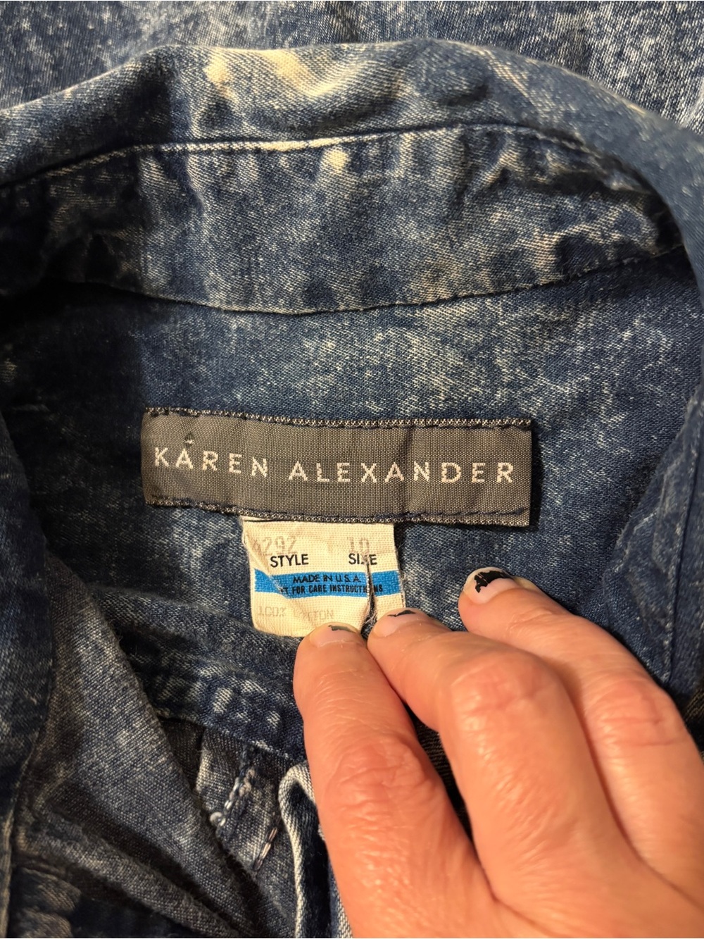 Vintage Karen Alexander Western Denim Maxi Dress Size 10 Acid Wash Prairie Rare - Picture 6 of 11